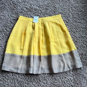 J. Crew yellow and gray colorblock skirt with pockets - brand new - Size 2